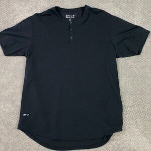 BYLT Henley Shirt Men's XL Black Short Sleeve Premium Basics Lux